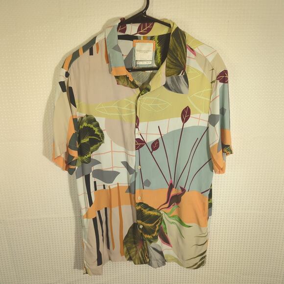 Denim & Flower Ricky Singh L Shirt Mens Abstract Hawaiian Floral Viscose - Picture 1 of 5